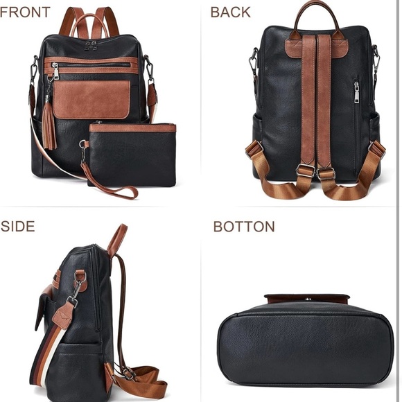 Black and Brown Women's Backpack and Clutch Set - Picture 6 of 6